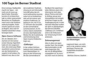 Matthias Stürmer 100 Tage im Berner Stadtrat