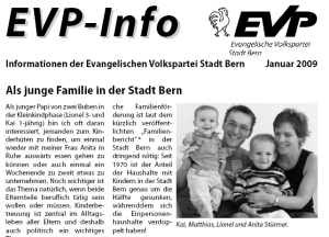 EVP info Januar 2009 Stadt Bern - Matthias Stürmer - Als junge Familie in der Stadt Bern